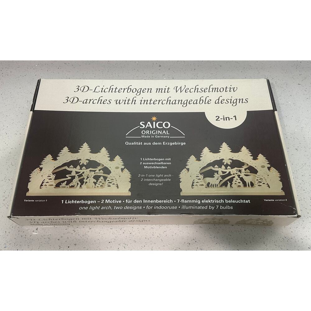 Saico Lichterbogen Wooden LED Light Arch Children W/ Snowman Decoration Germany